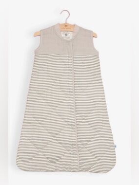 Little Unicorn Grey Stripe Cotton Muslin Quilted Sleep Bag , size M/ 6-12 months